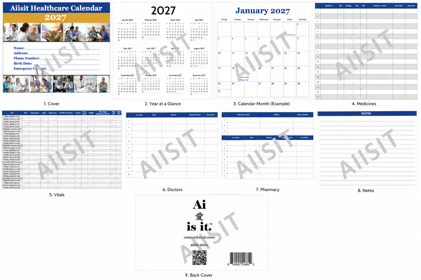 🩷 Aiisit Healthcare Calendar 2026 (Bulk With No Logo, With Plastic Cover)